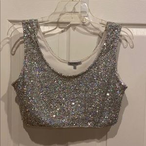 Silver Sequin Crop Top
